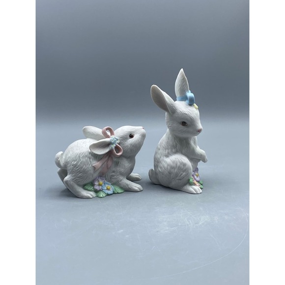 Spring Easter Bunnies Home Interiors Bunny Blossoms Figurines - Picture 4 of 8